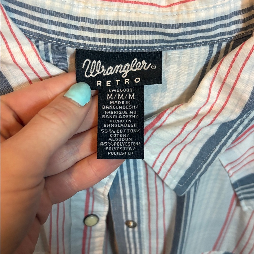 Women's Wrangle Striped red white & blue Button-Down Shirt size medium “NEW” - Picture 3 of 4